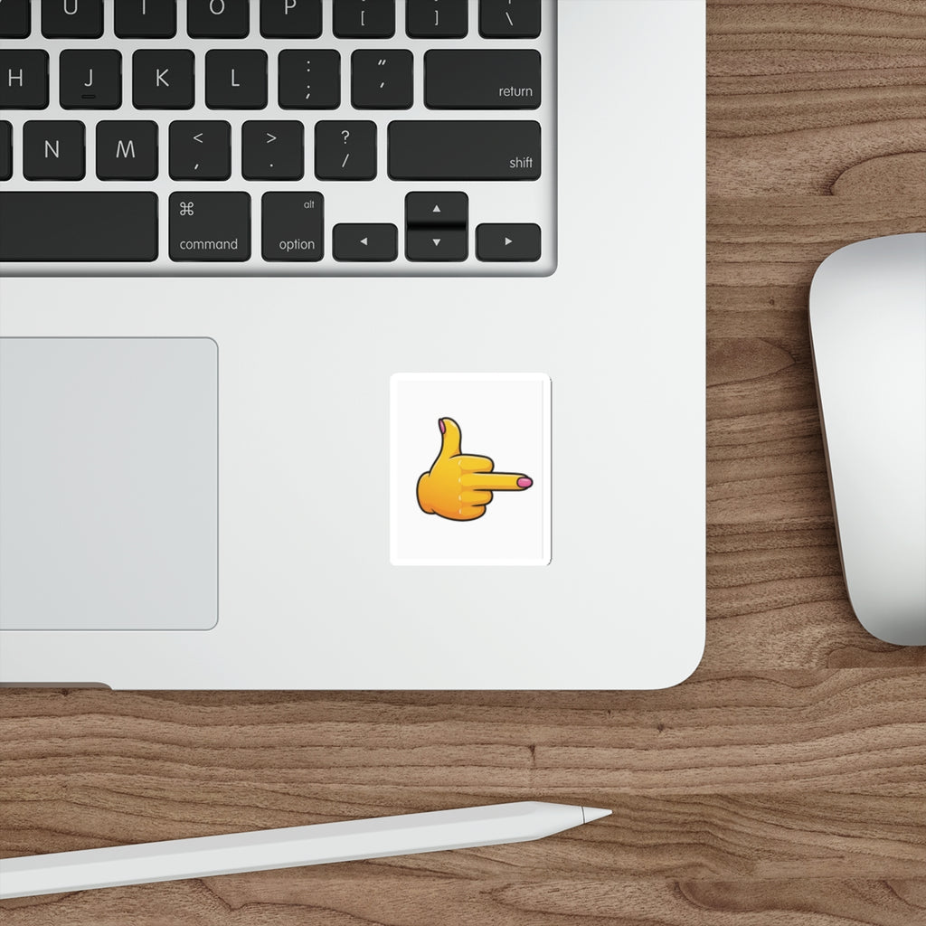 Die-Cut Sticker — Middle Finger Pointing Emoji (Funny Novelty Sticker)